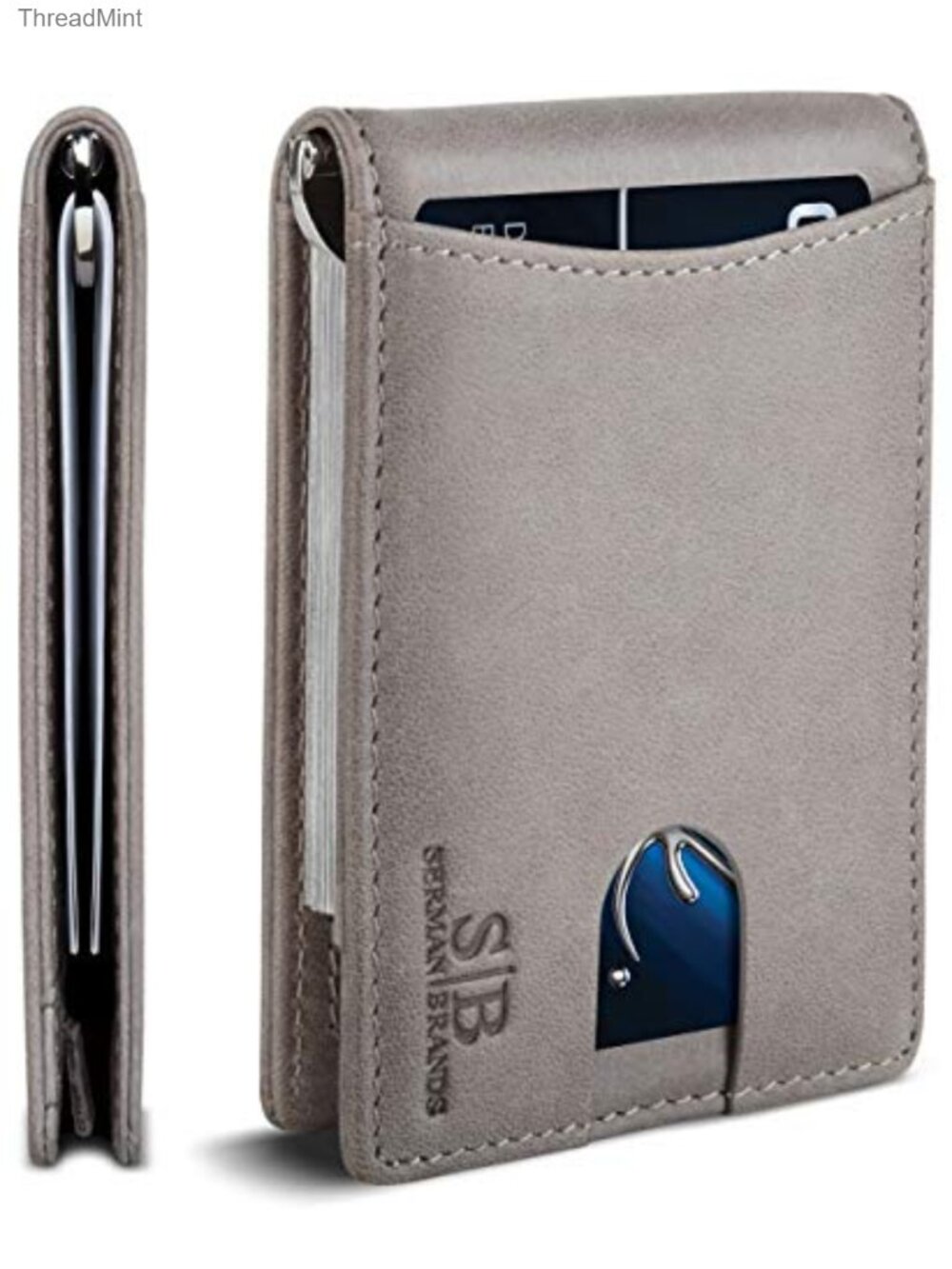RFID Blocking Slim Bifold Genuine Leather Minimalist Wallet with Money Clip